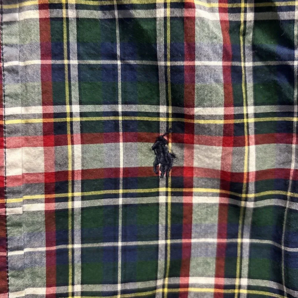 Polo Ralph Lauren Toddler Boy Plaid Button Down Natural Stretch Shirt 3/3T